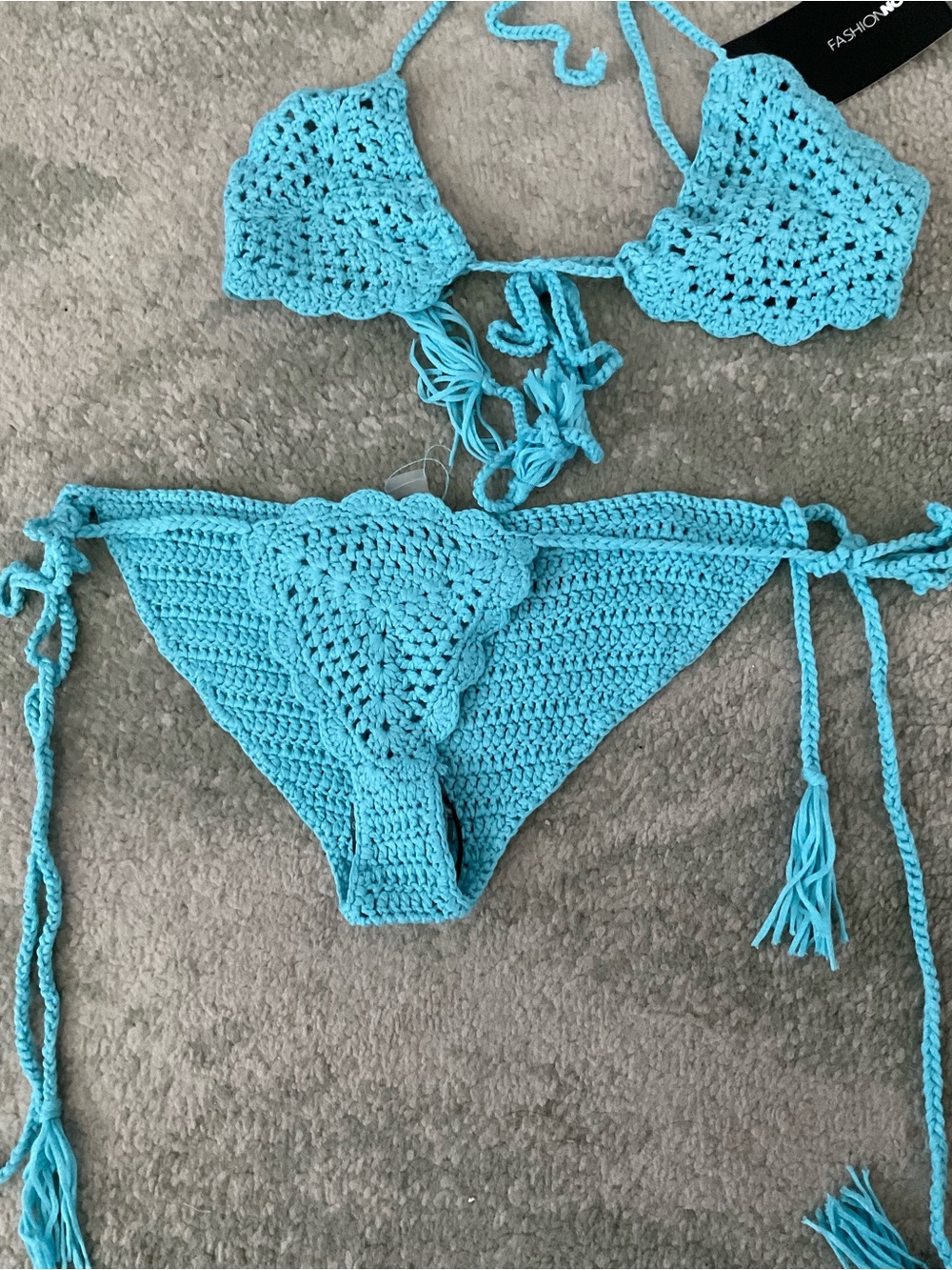 Fashion Nova Crochet Bikini Set in Aqua - Picture 3 of 5